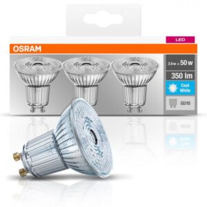Set 3 spoturi Led Osram, GU10, 4,3W, 350 lumeni, lumina neutra(4000K) 000004058075818415