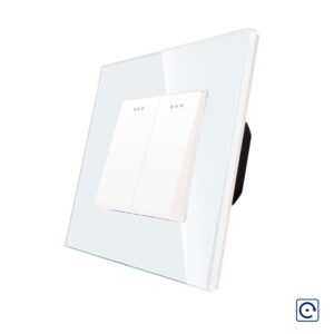 Intrerupator Dublu Mecanic cu Reset / Revenire LUXION cu Rama din Sticla
