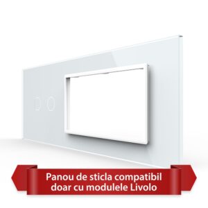 Panou Intrerupator Dublu cu 2 Prize LIVOLO din Sticla, Standard Italian – 6/7M