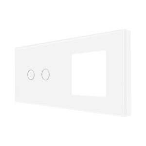 Panou Intrerupator Dublu cu Touch si Priza Simpla Din Sticla LUXION