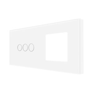 Panou Intrerupator Triplu cu Touch si Priza Simpla Din Sticla LUXION