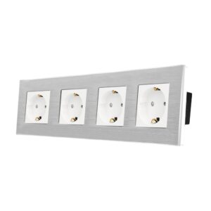 Priza Cvadrupla LUXION cu rama din aluminiu