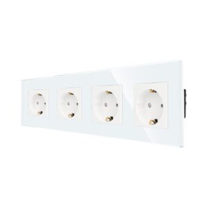 Priza Cvadrupla LUXION cu rama din sticla