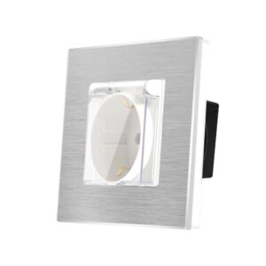 Priza Simpla cu Capac de Protectie LUXION cu rama din aluminiu