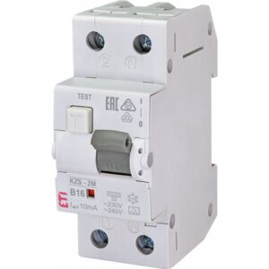 Protectie diferentiala combinata RCBO, ETI 002173214 KZS-2M A B16/0.01,1P+N B 16A 10kA 10mA tip A