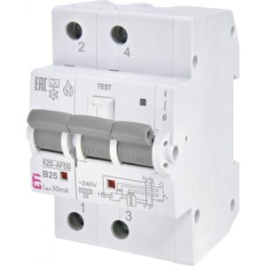 Dispozitiv de detectare a defectelor de arc electric AFDD+RCBO, 2P, 25A, 30mA, curba B, tip A, 10kA Eti 002173816