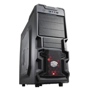 CARCASA COOLER MASTER  K380, window version, mid-tower, ATX, 1* 120mm red LED fan (inclus), I/O panel, black 'RC-K380-KWN1'