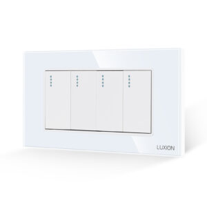 Intrerupator Cvadruplu Mecanic LUXION cu Rama din Sticla, Standard Italian, 4M