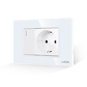 Intrerupator Simplu + Priza cu Rama din Sticla LUXION, Standard Italian, 3M