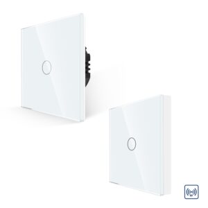 Pachet Intrerupator Simplu RF433 + Telecomanda 1 Canal RF433 cu Touch Din Sticla LUXION