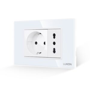 Priza Schuko + Universala Italiana cu Rama din Sticla LUXION, Standard Italian, 3M