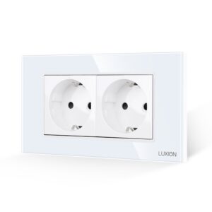 Priza Dubla cu Rama din Sticla LUXION, Standard Italian, 4M