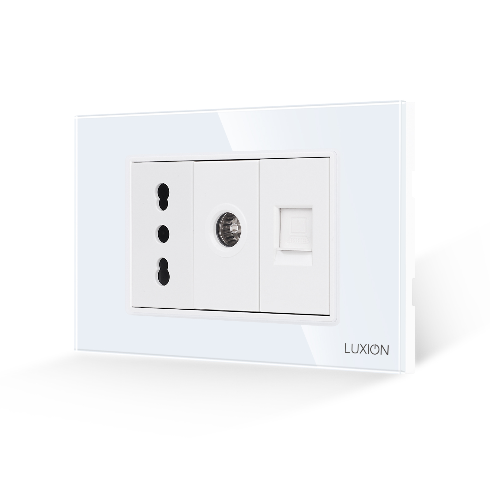 Priza Ingusta + TV + Internet cu Rama din Sticla LUXION, Standard Italian, 3M