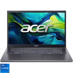 Laptop Acer 17.3'' Aspire 17 A17-51M, FHD IPS, Procesor Intel® Core™ i7-13620H (24M Cache, up to 4.90 GHz), 16GB LPDDR5, 512GB SSD, Intel UHD, No OS, Steel Gray