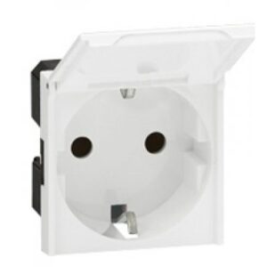 Priza shuko 2 module cu capac Legrand Mosaic 077219, alb