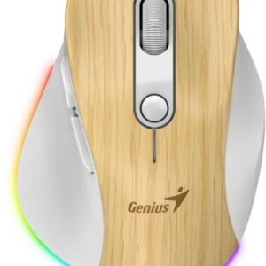 MOUSE Genius "Ergo 9000S Pro, Mini-Size, Duo-Mode (BT+2.4GHz), Wireless, Rechargeable, RGB Light, Pine Wood, "31030039407" (timbru verde 0.18 lei)