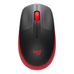 MOUSE LOGITECH, "M190", PC sau NB, wireless, 2.4GHz, optic, 1000 dpi, butoane/scroll 3/1, , negru / rosu, 45507061 "910-005908" (timbru verde 0.18 lei)
