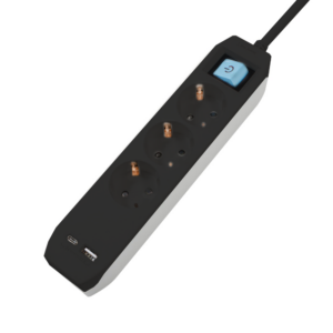 PRELUNGITOR SPACER, Schuko x 3, conectare prin Schuko (T),Type-C x1,  USB x 1, 3.1A, cablu 4.5m, 16 A, max. 3500W,protectie copii,  Intrerupator, Negru, "PP-3-45B-TC-USB" (timbru verde 0.18 lei)