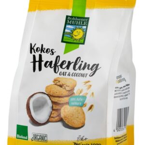 Haferling biscuiti bio crocanti din ovaz cu fulgi de cocos, 125g Bohlsener Muhle
