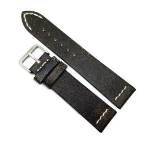 Curea Ceas „Obsidian Heritage” – Piele Naturală Negru Vintage (18mm, 20mm, 22mm)