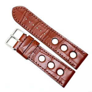 Curea Ceas „Fleurus Prestige” – Piele Naturală de Vițel, Maro Cognac (20mm - 24mm)