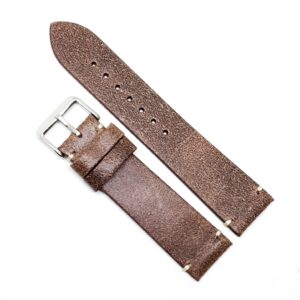 Curea Ceas „Vantage Rust” – Piele Naturală cu Aspect Retro & Cusătură Crem (20mm - 22mm)