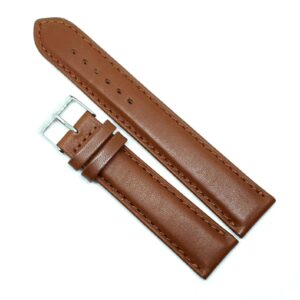 Curea Ceas „Fleurus Bio-Pure” – Piele Vițel Maro, Adeziv Organic și Bumbac (20mm - 24mm)