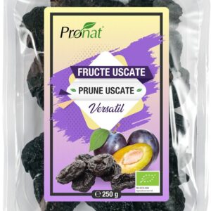 Prune bio uscate, fara samburi, 250g Pronat