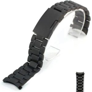 Bratara Neagra De Ceas Otel Inoxidabil Capete Curbate 18mm 20mm 22mm 24mm WZ1212