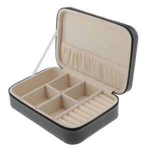 Caseta pentru depozitare si transport bijuterii din piele ecologica neagra - W3453