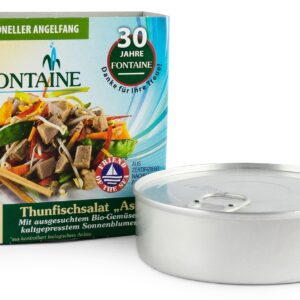 Salata de ton Asia cu legume bio si ulei de floarea soarelui presat la rece, 200g Fontaine