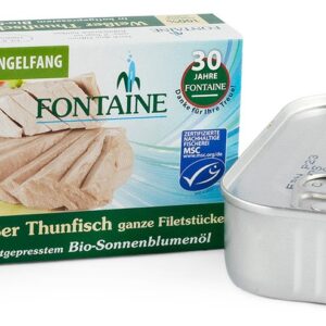 Ton alb in ulei bio de floarea soarelui presat la rece, 120g Fontaine