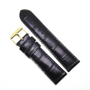 Curea Ceas „Fleurus Nero Stealth” – Piele Veritabilă de Vițel, Negru Integral (20mm - 24mm)