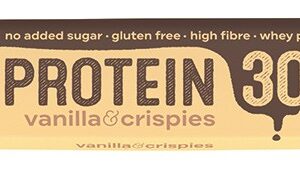 Baton proteic cu vanilie si crispies, 30% proteine, 50g Bombus