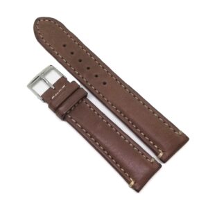 Curea Ceas „Fleurus Paris” – Piele de Vițel Maro cu Cataramă Argintie (18mm - 22mm)