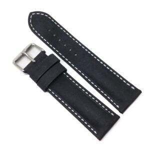 Curea Ceas „Fleurus Kraft” – Piele Robustă de Vițel, Negru Integral (18mm - 24mm)