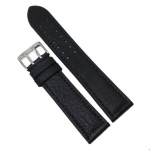 Curea de ceas din Piele Naturala - Culoare neagra - Catarama dubla - 22mm - GR3864