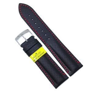 Curea de ceas Morellato Race Microfori - Neagra cu cusatura rosie -  18mm 20mm 22mm 24mm - A01X4909C18883CR