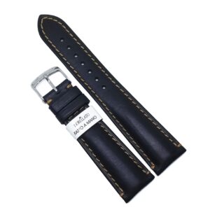 Curea de ceas Morellato Derain Cuoio Schiarente - Culoare neagra, cusatura maro - 22mm - A01X4434B09019CR