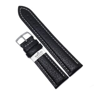 Curea pentru Ceas Morellato Kuga Cuoio Rugato - Culoare Neagra, cusatura Alba - 18mm, 20mm, 22mm, 24mm - A01U3689A38019CR