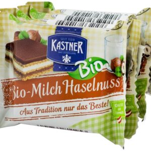 Napolitane bio cu lapte si alune, 100g (4*25g) Kastner