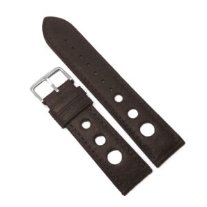 Curea de ceas Maro-Inchis din Piele Naturala - Model cu Gaurele - 22mm - WZ3986