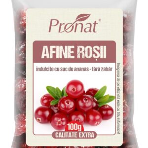 Afine rosii uscate (merisoare, cranberry), 100g Pronat