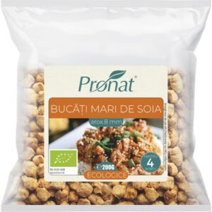 Bucati mari de soia bio (8mm), 200g proteina vegetala texturata TVP Pronat