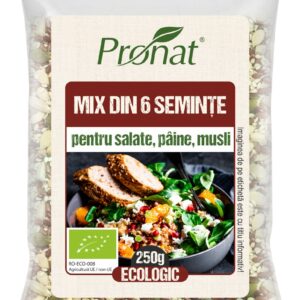 Mix bio din 6 seminte pentru salate, paine, musli 250g Pronat
