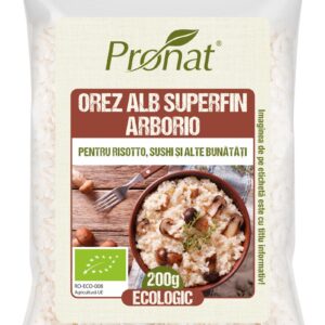 Orez alb super fin Arborio, pentru risotto, sushi si alte bunatati 200g Pronat