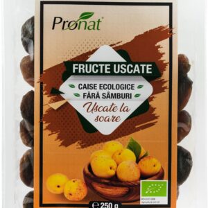 Caise bio fara samburi, fructe uscate la soare, 250g Pronat