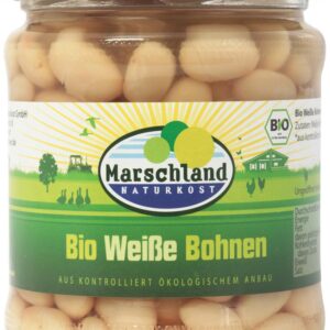 Fasole alba bio, 330g / 240g Marschland Naturkost
