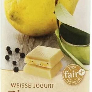 Ciocolata alba bio cu iaurt, lamaie si piper, 40g Gepa