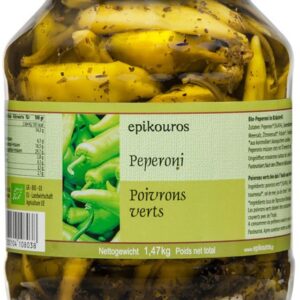 Ardei bio in ulei cu mirodenii, 1.47kg Epikouros